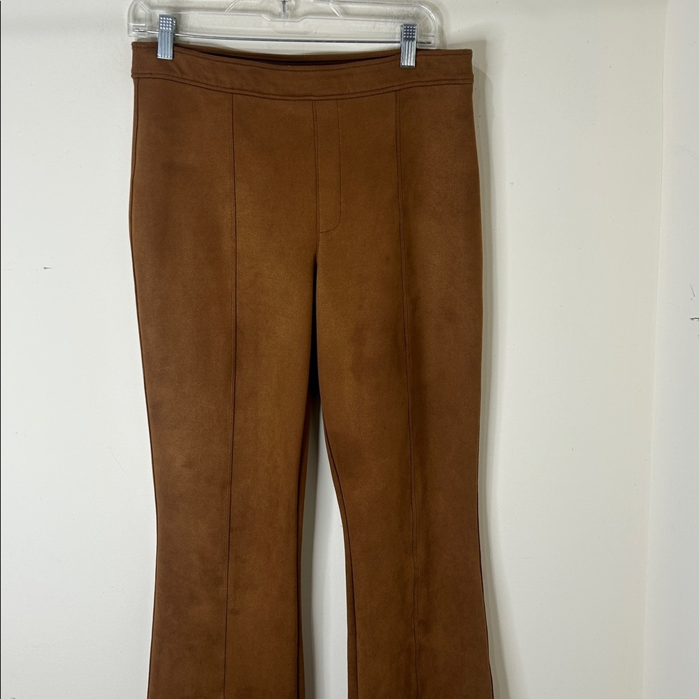 Spanx Faux Suede Flare Pants in Rich Caramel Seamed Pull On 20323R Size XL - Picture 12 of 14